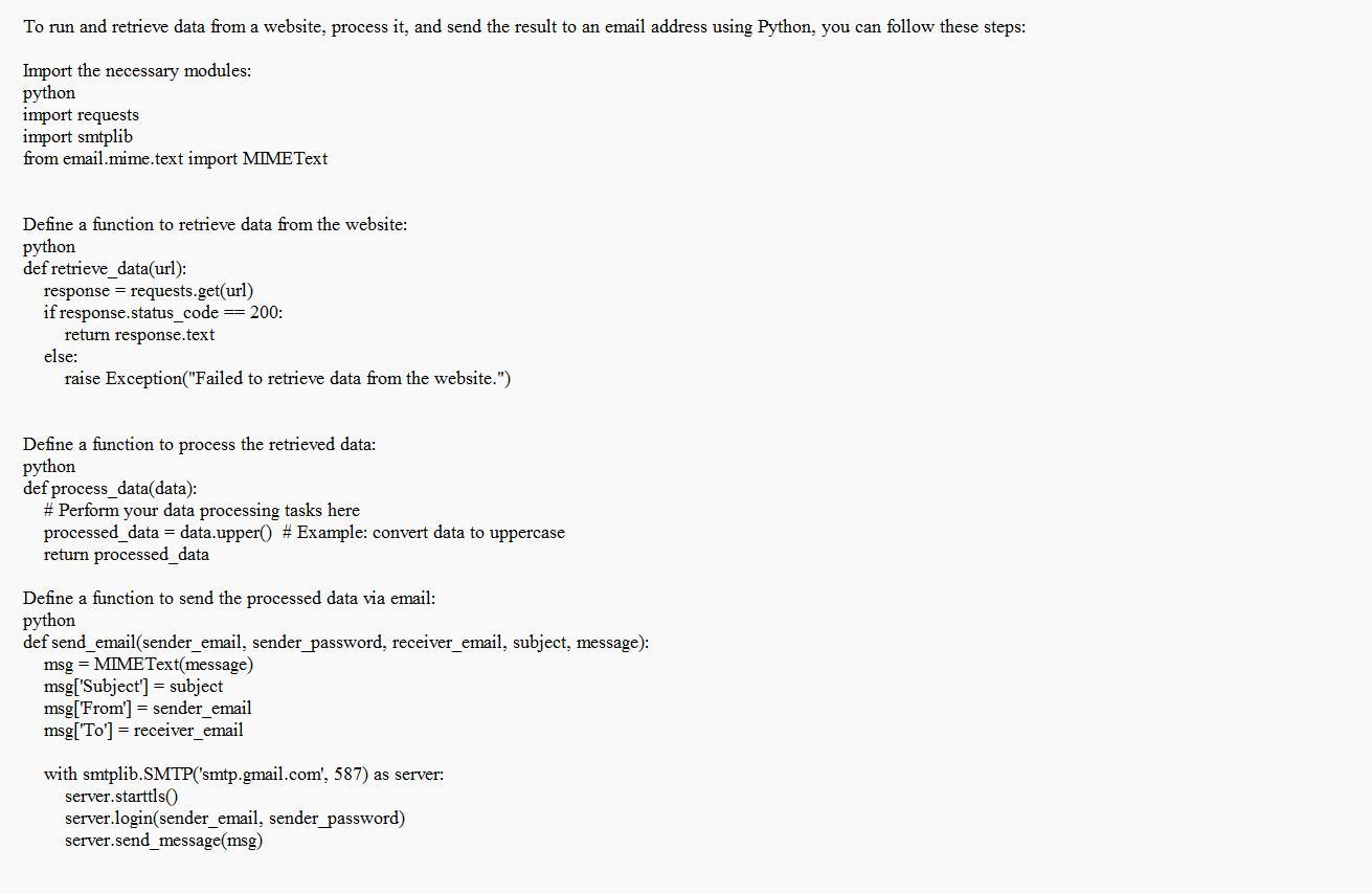 Use knowledge of Network Programming to run and retrieve data from any website and process the data then