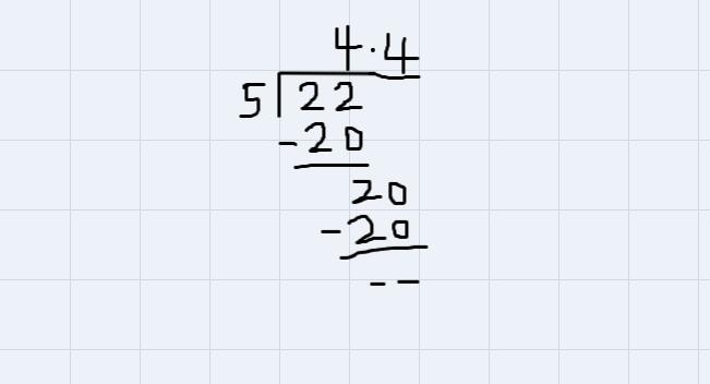 Use long division to find each quotient. Show your computation and write your answer as a decimal. 22