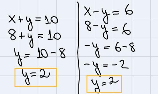 I am thinking of two numbers the sum of the two is 10 and the difference is six