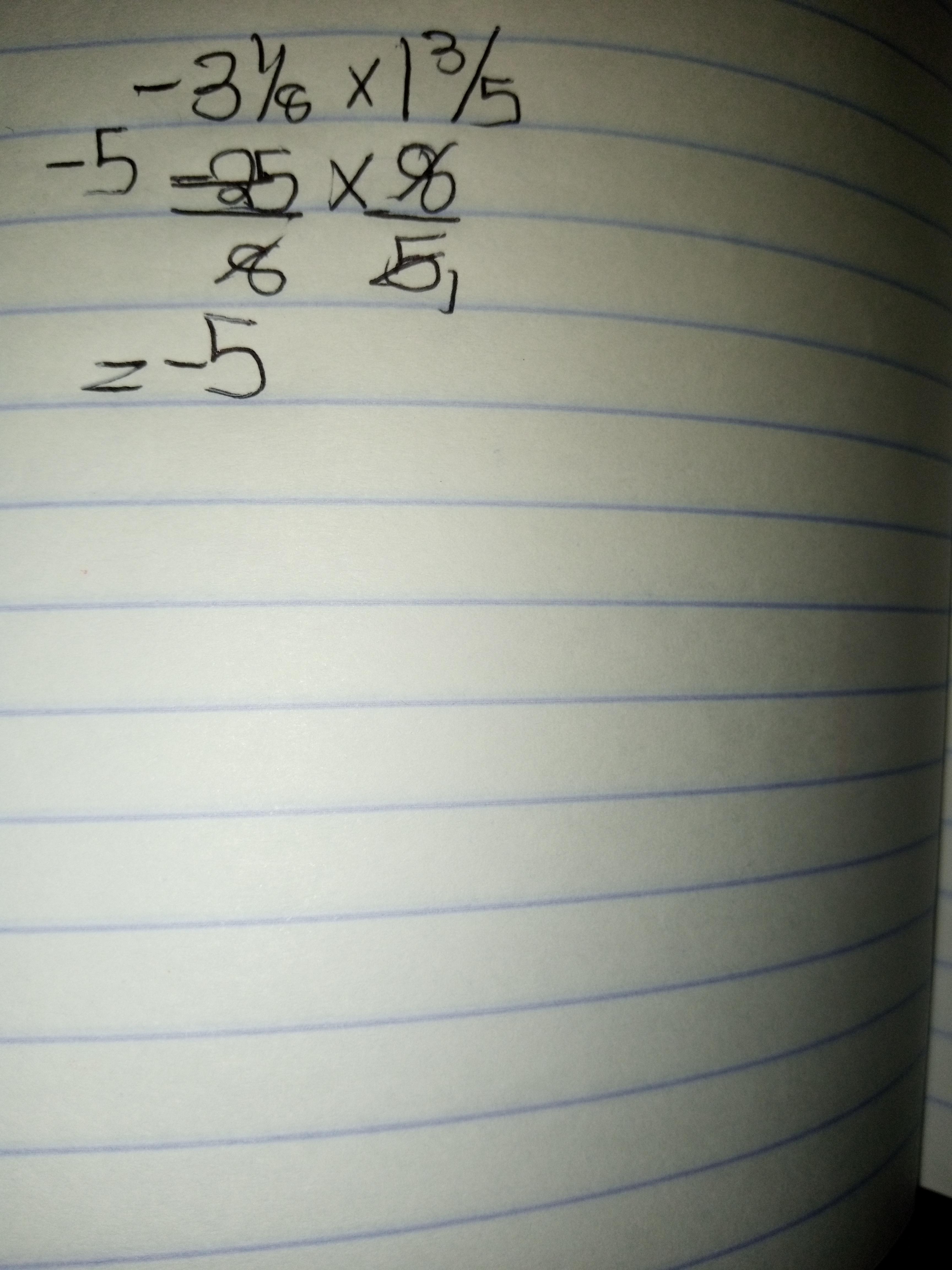 what is - 3 1/8 x 1 3/5