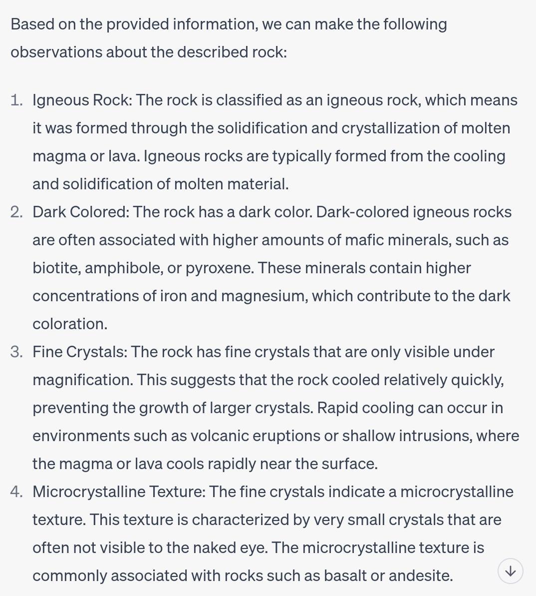 You Observe A Dark Colored Igneous Rock With Fine Crystals That Are Only Visible Under Magnification.