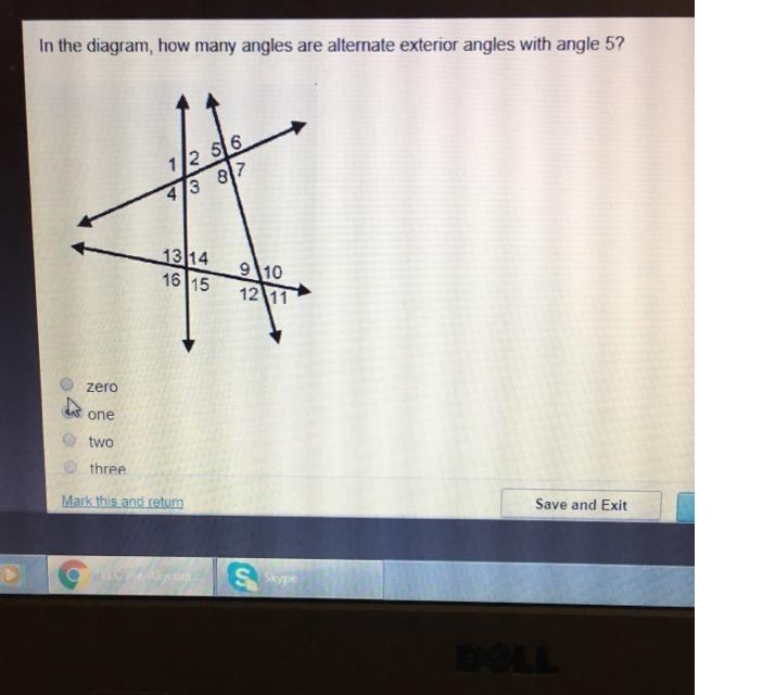In the diagram, how many angles are alternate exterior angles with angle 5?