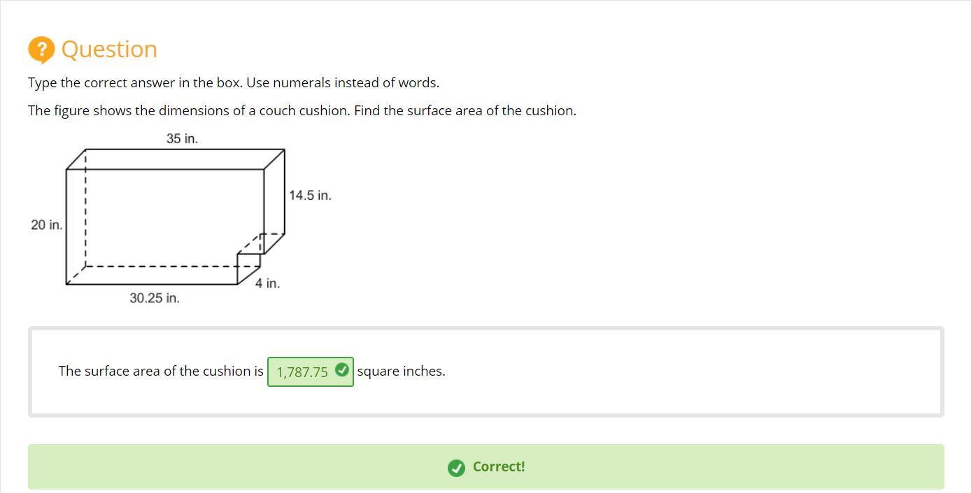 The Surface Area Of The Cushion In Square Inches