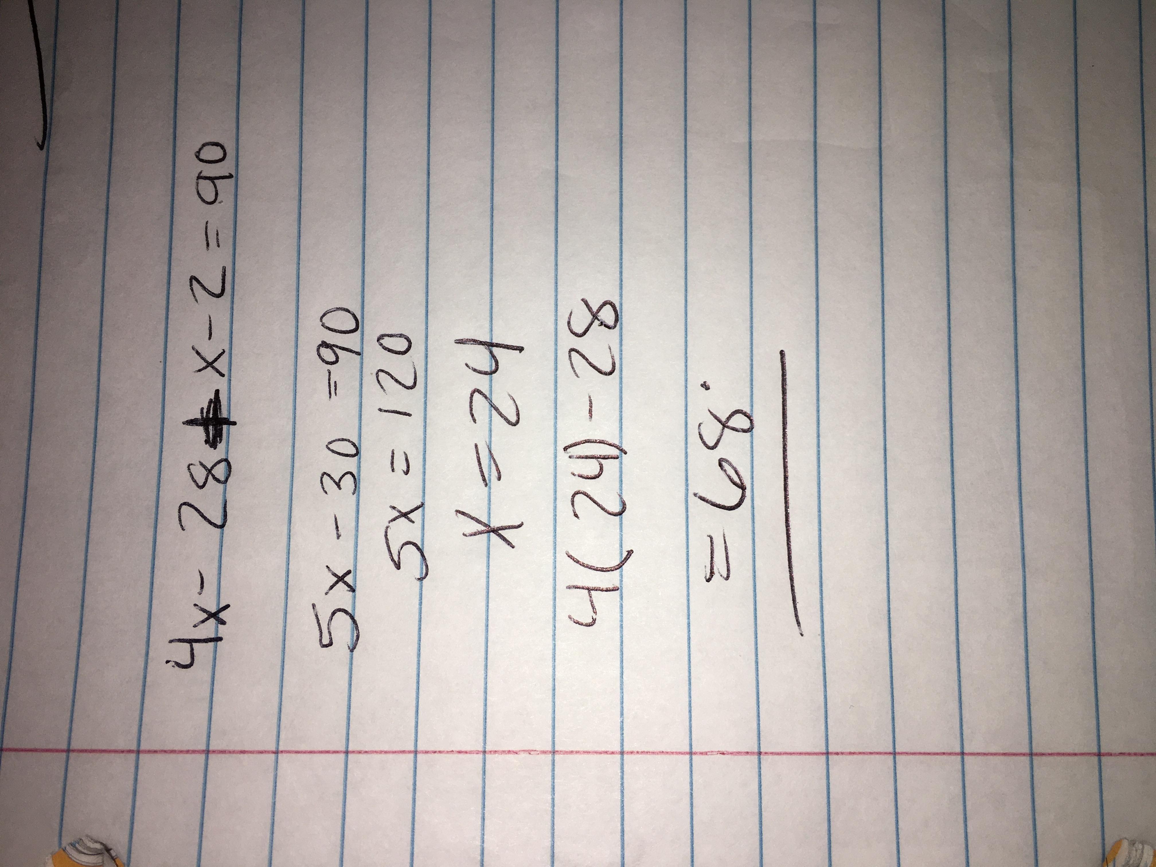 Dec 18, 11:45:23 AMAngle A and Angle Bare complementary angles. If m angle A = (4x 28) and mAngle B=