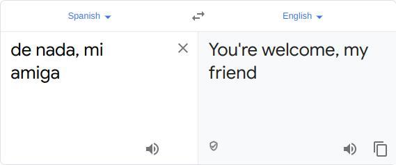 What Word Completes This Conversation?Mara: Gracias, Eduardo!Eduardo: De ______, Mi Amiga. 1. Clic 2.