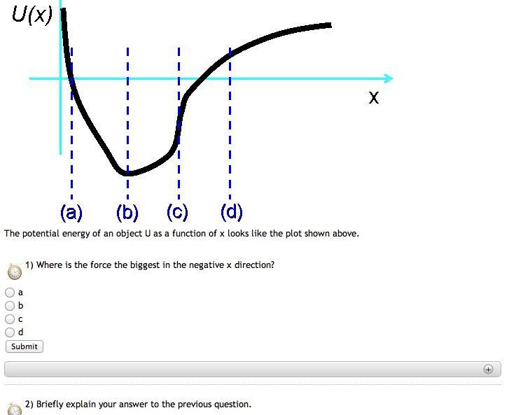 the potential energy of an object u as a function of x looks like the plot shown above. 1)where is the