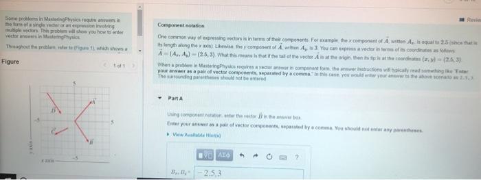 Using Component Notation, Enter The Vector B BB_vec In The Answer Box. Enter Your Answer As A Pair Of
