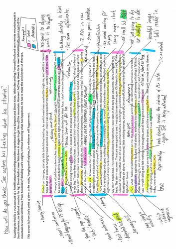 Paper 2 Question 3 How does the writer use language to describe how he feels.The terrible sliding stopped,