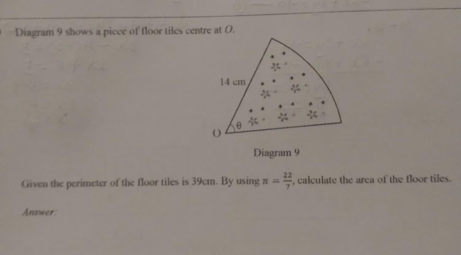 Diagram 9 Shows A Piece Of Floor Tiles Centre At O