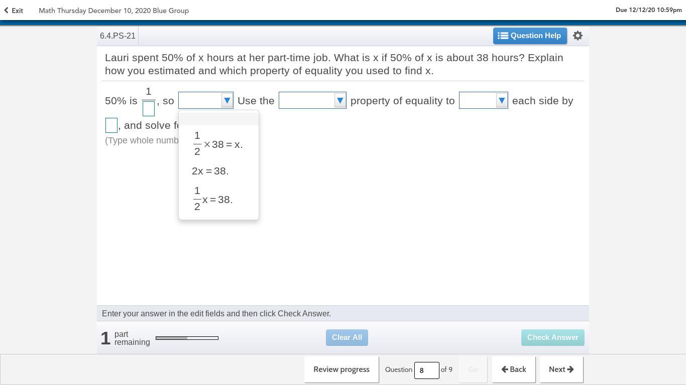 help its a 5 question problem 3 with drop down answers and fractions