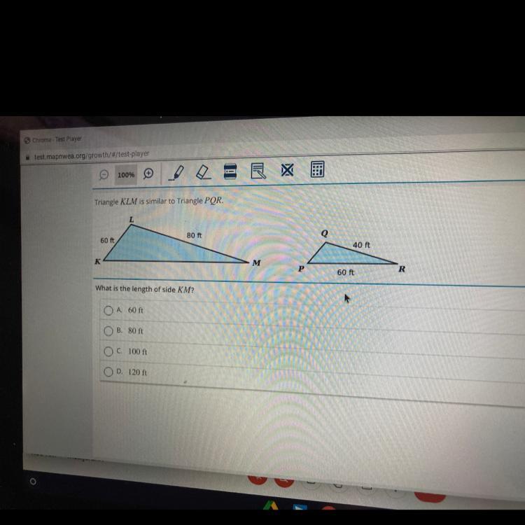 Triangle KLM is similar to Triangle PQR