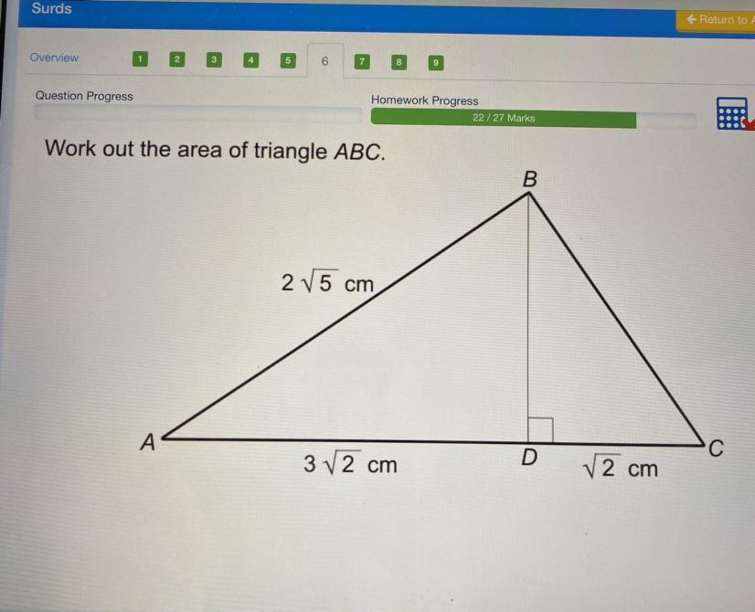 Work out the area of triangle ABC.