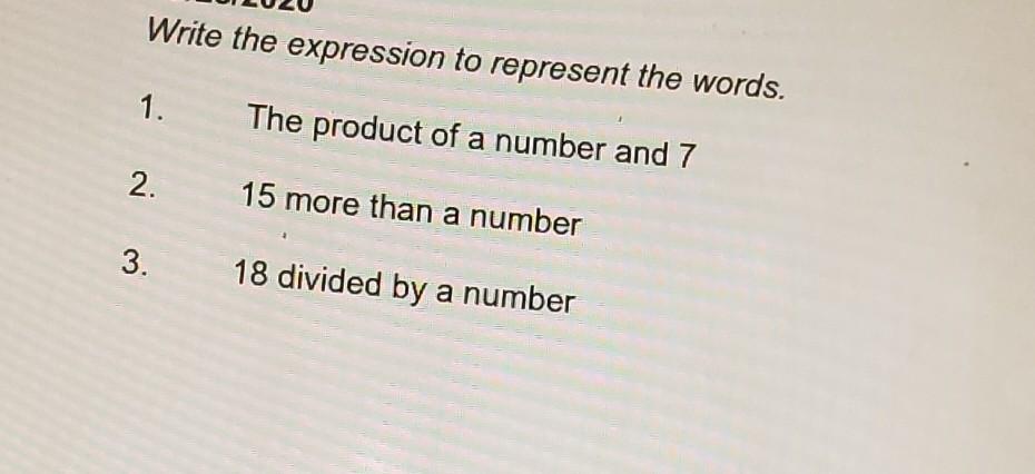 Write the expression to represent the words. 
