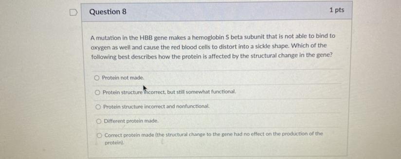 which of the following best describes how the potential is affected by the structural change in the gene?