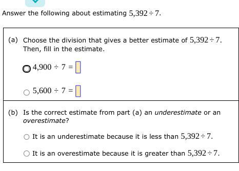 Answer the following about estimating 5,392/7.
