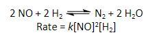 Determine the rate of the reaction shown directly below if the rate constant k is 1.1 x 10^2 M^2 s^1,