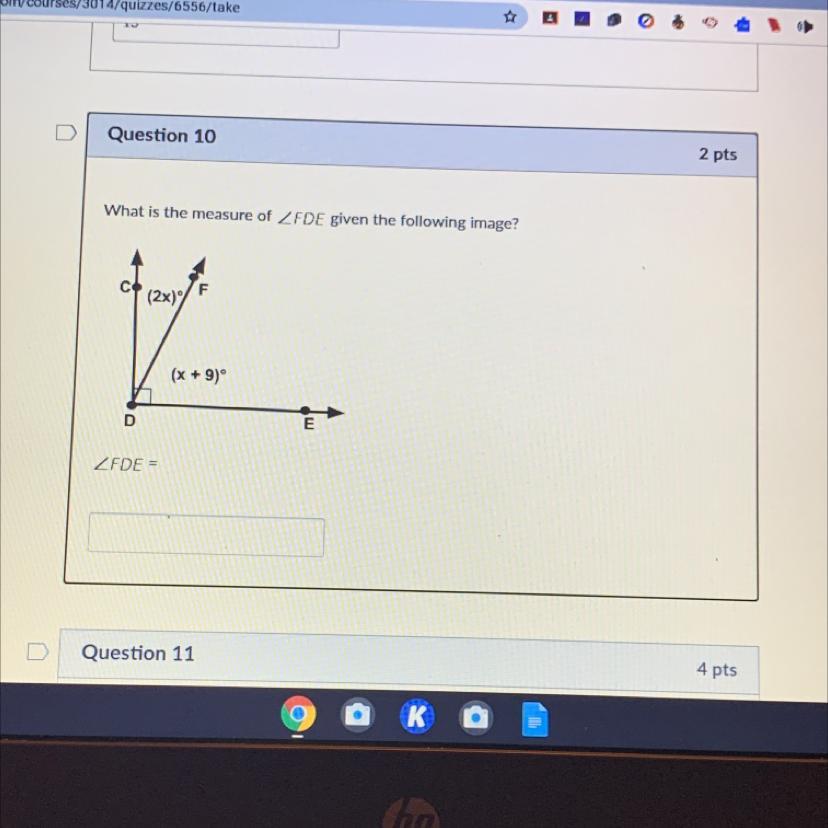 What Is The Measure Of &lt; FDE Given The Following Image? 