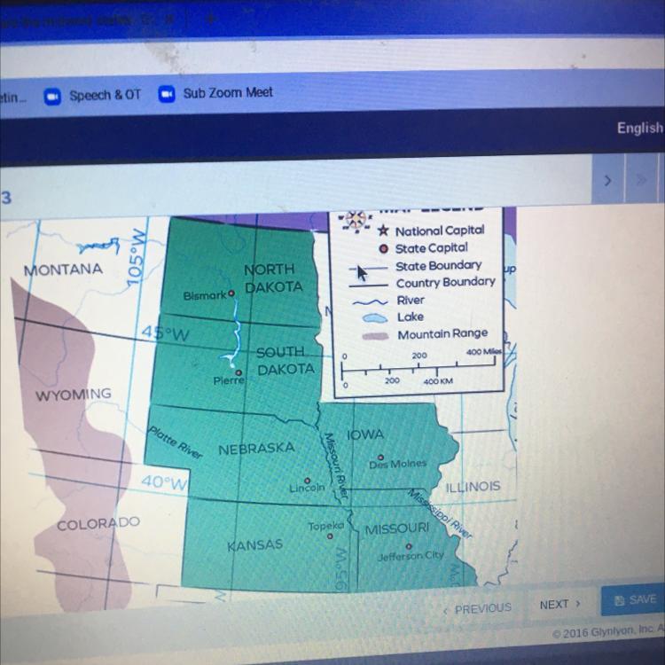 Which country is north of North Dakota? A.MexicoB.Great BritainC.Canada