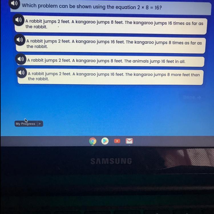 Which Problem Can Be Shown Using The Equation 2x8=16