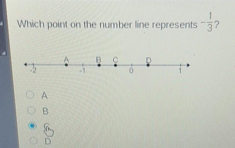 which point on the line number line represntes -1/3