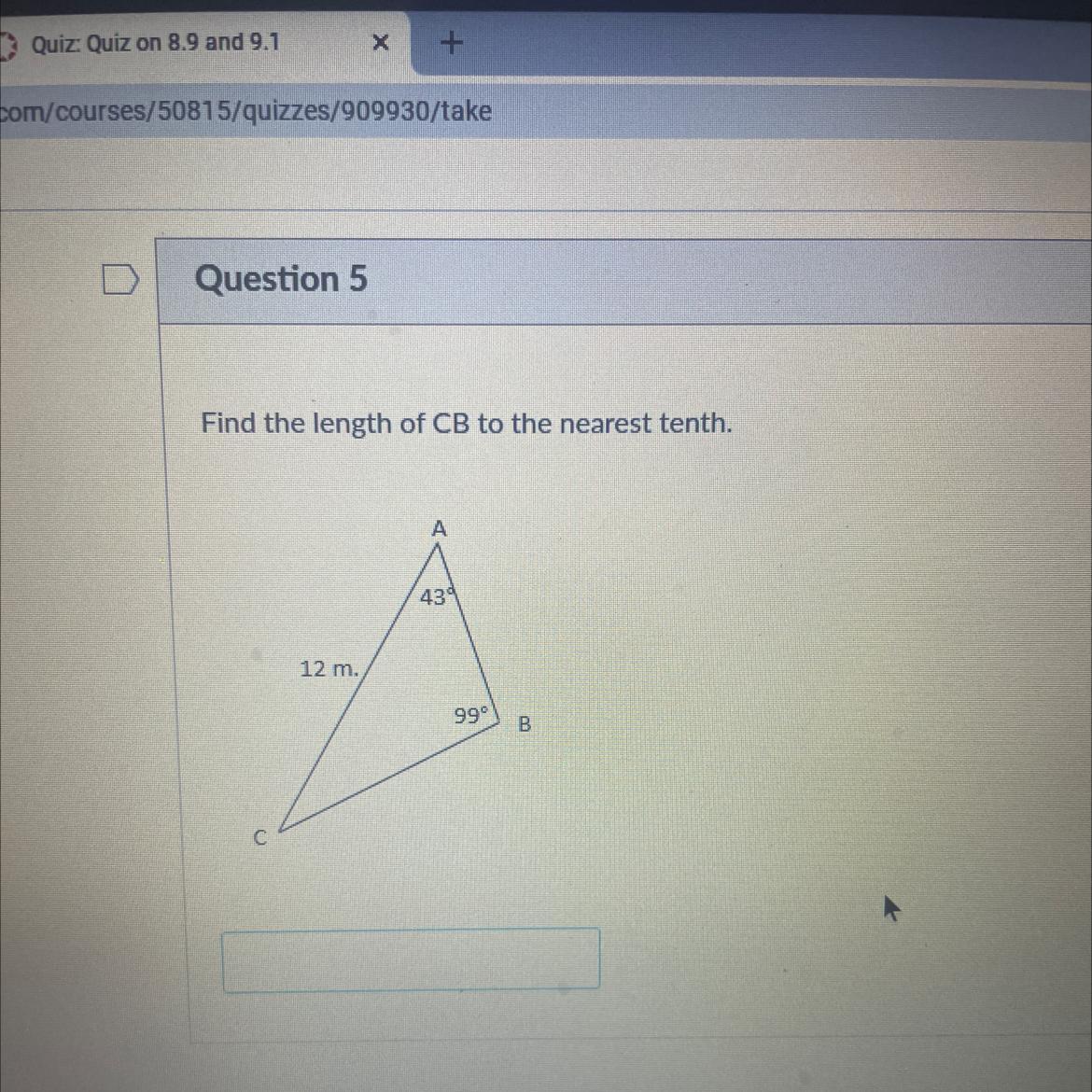 Find the length of CB round to the nearest tenth.