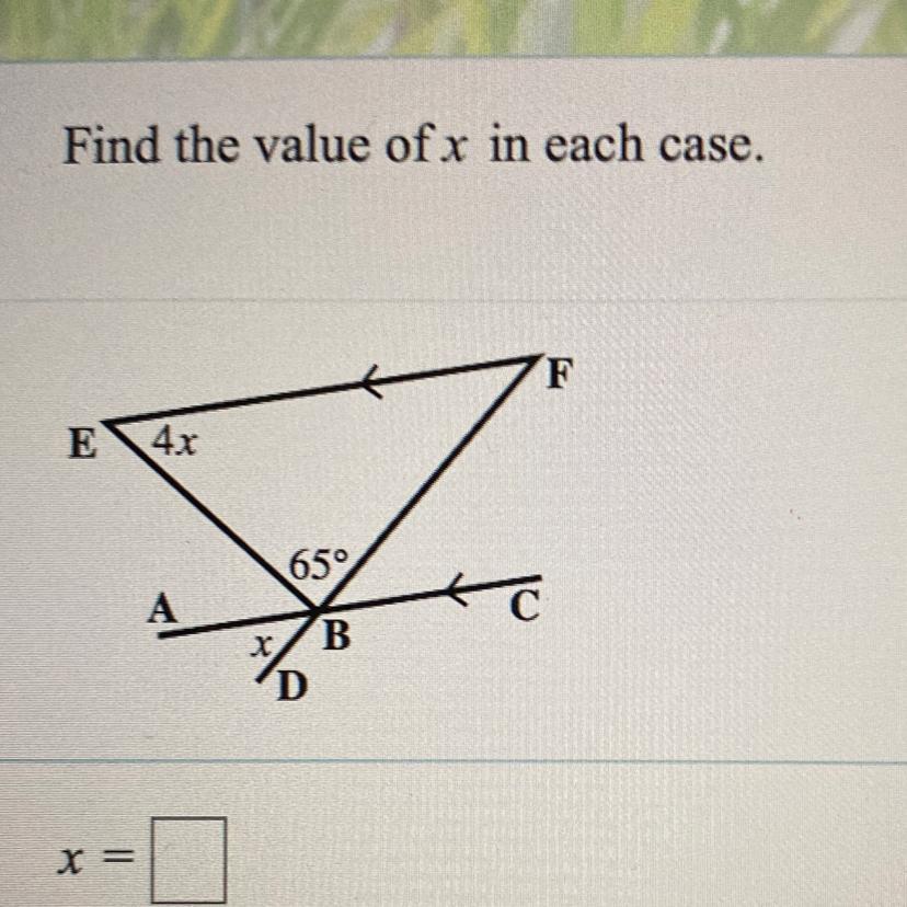 Find the value of x 