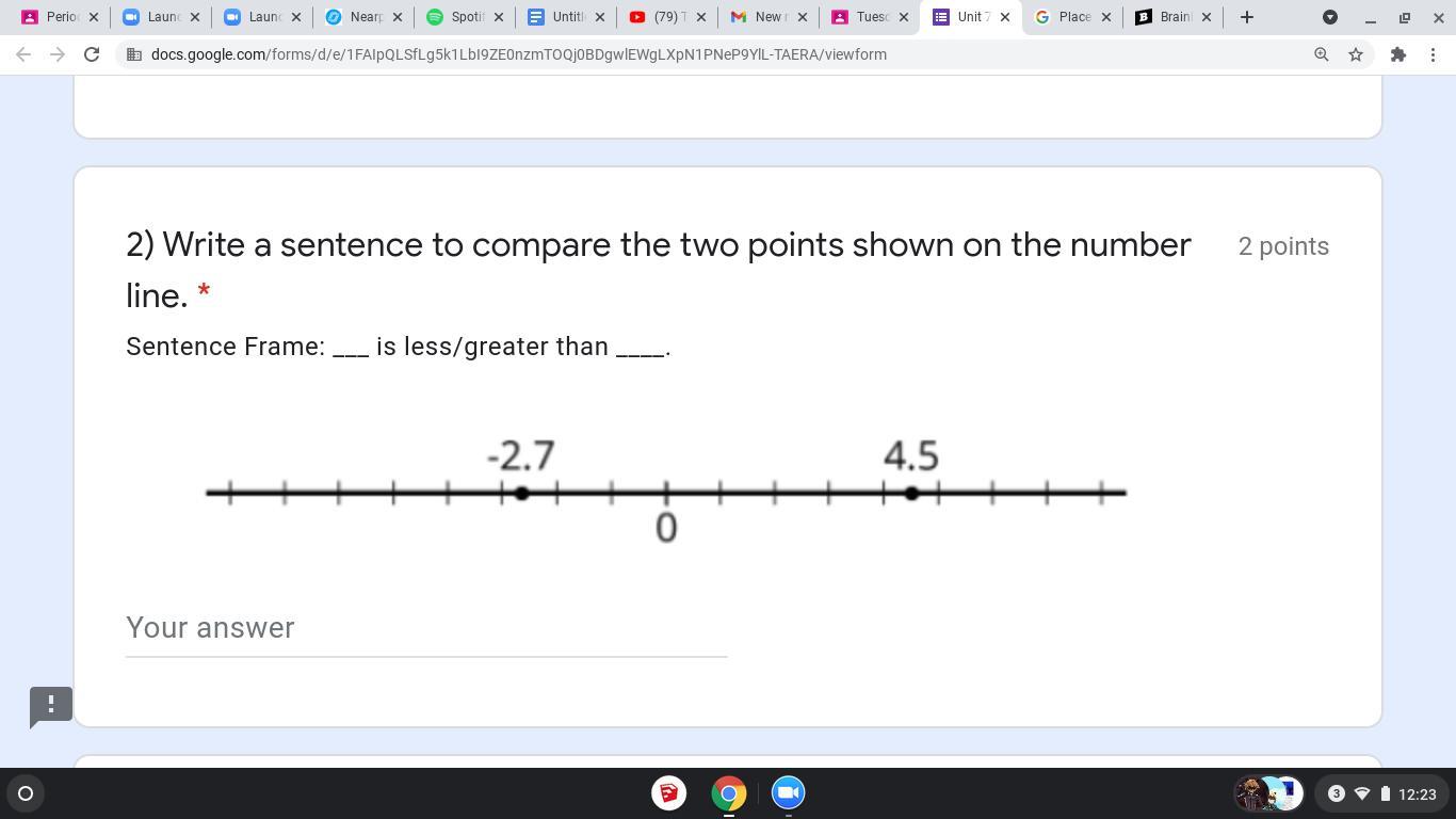 1. Place these numbers in order from least to greatest: -3, 3.1, 6, 1/4, -2.5, 02 is the screenshot i