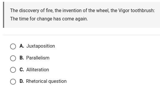 which term best describes how the sentence uses syntax to persuade readers.
