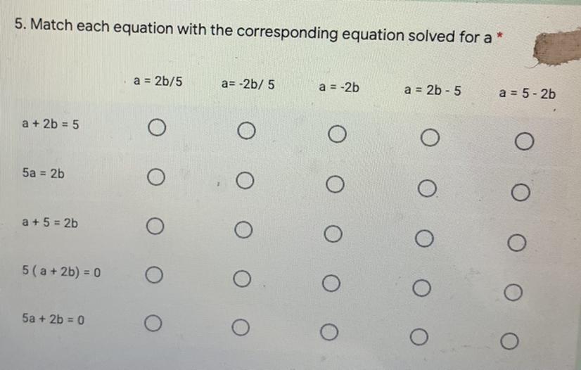 5. Match Each Equation With The Corresponding Equation Solved For A *