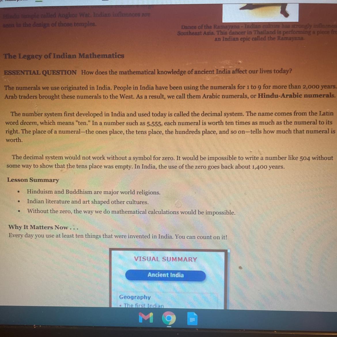 Can someone help me please Question How does the mathematical knowledge of ancient India affects our