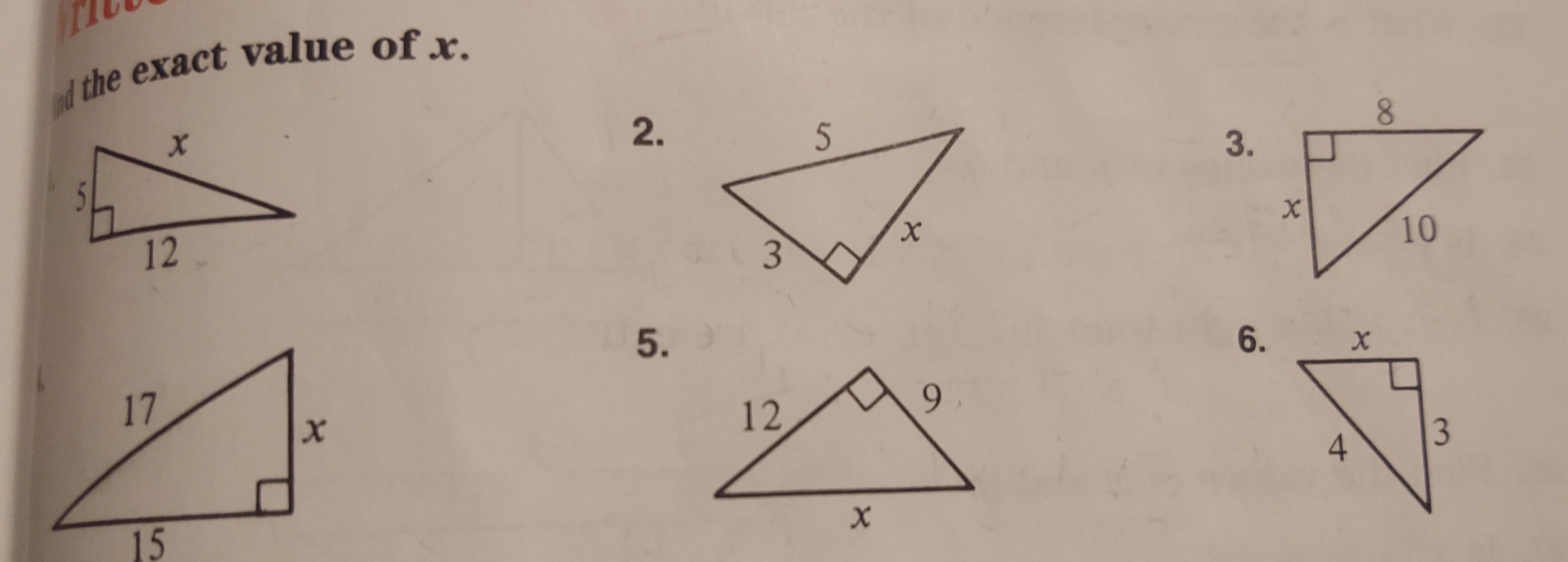 Find the exact value of x.