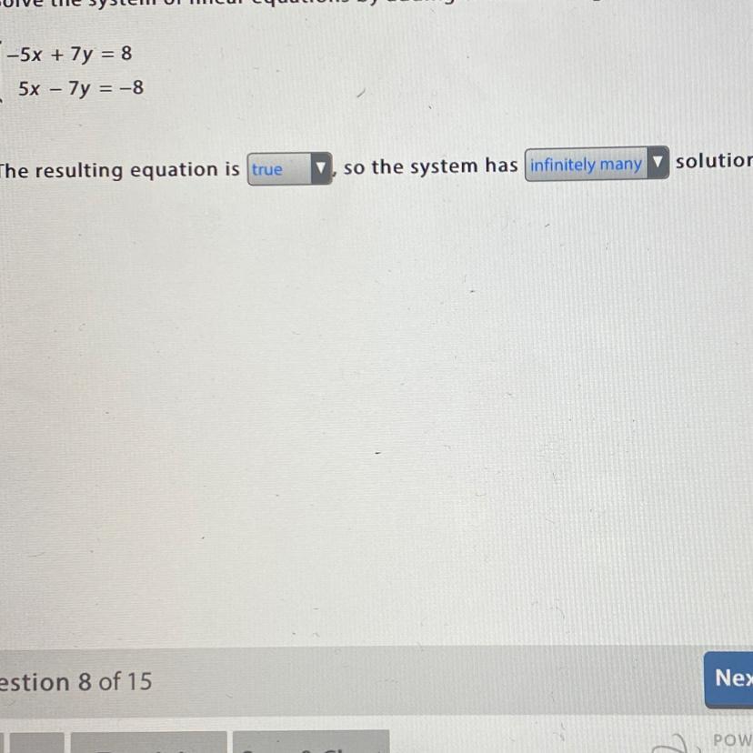 Is My Equation And Answer Correct?Solve The System Of Linear Equations By Adding Or Subtracting.