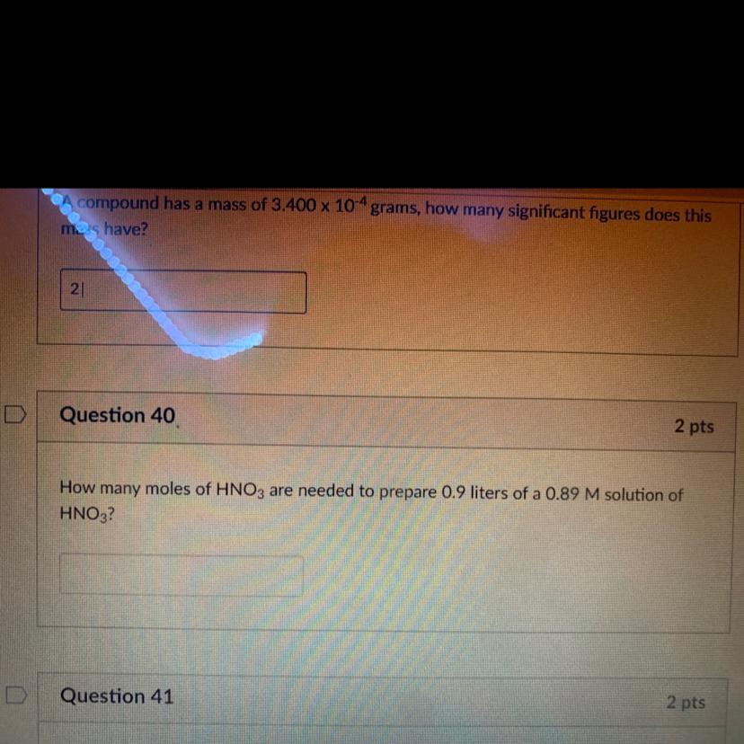 How many moles of HNO3 are needed to prepare 0.9 liters of a 0.89 M solution of HNO3?