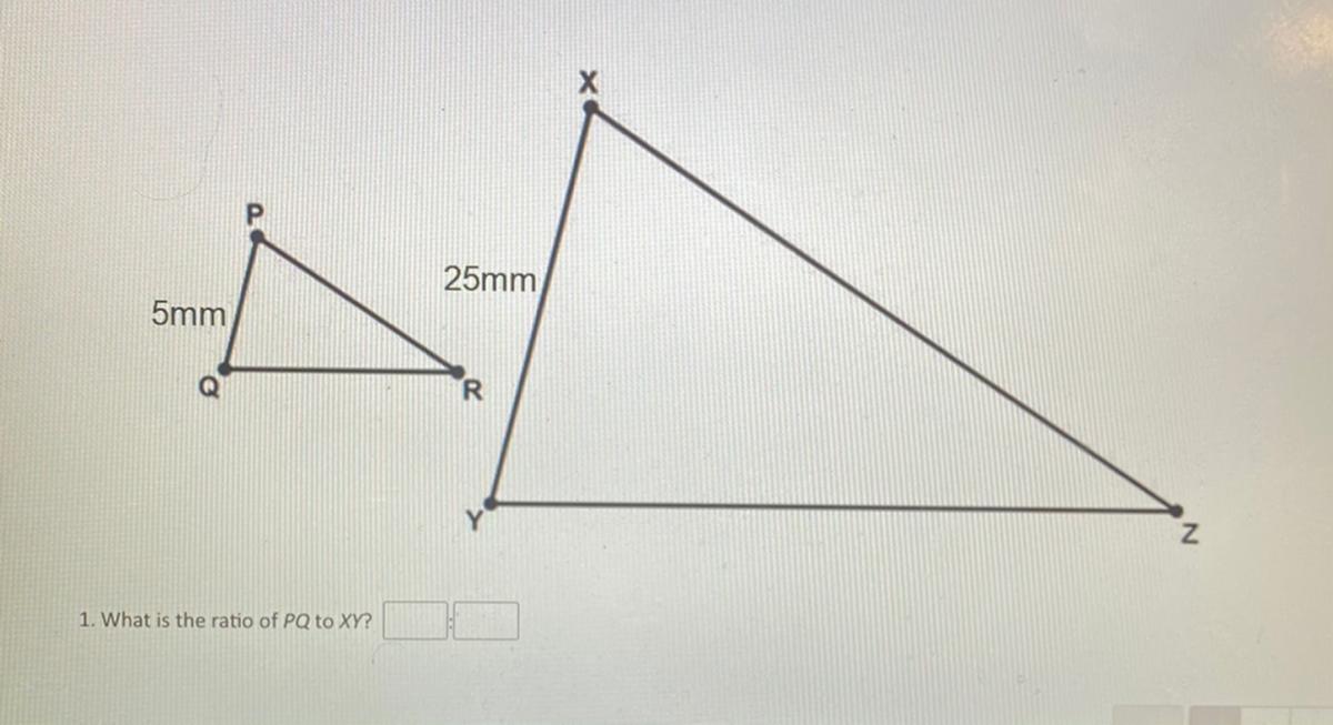 1. What is the ratio of PQ to XY?