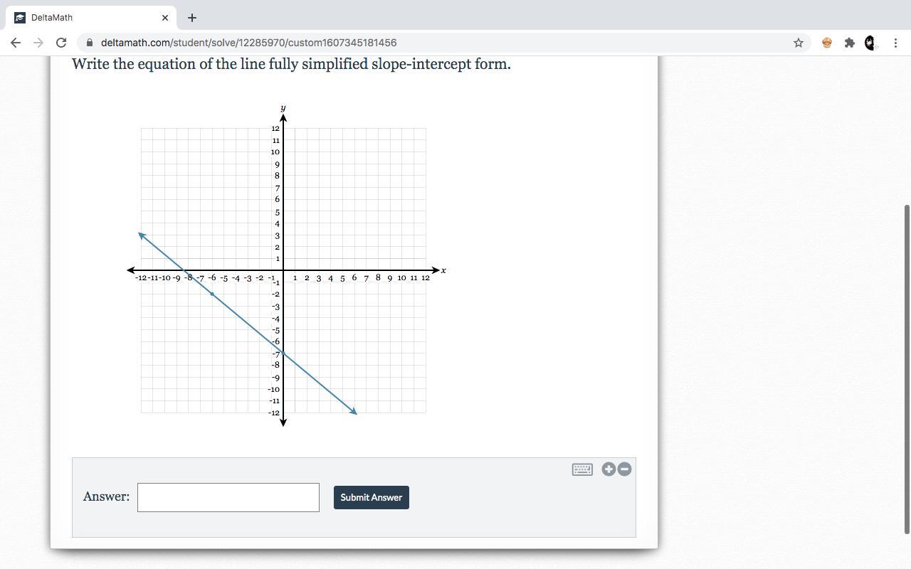 Write the equation of the line fully simplified slope-intercept form ( the question is posted for you