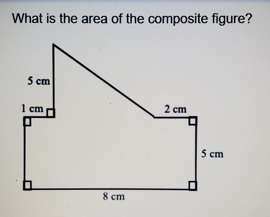 What is the area of the composite figure? 65 cm252.5 cm240 cm260 cm2