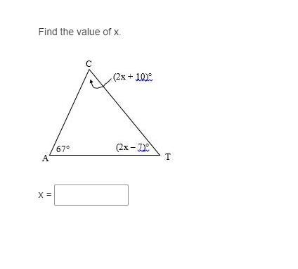 Find the value of x of this triangle
