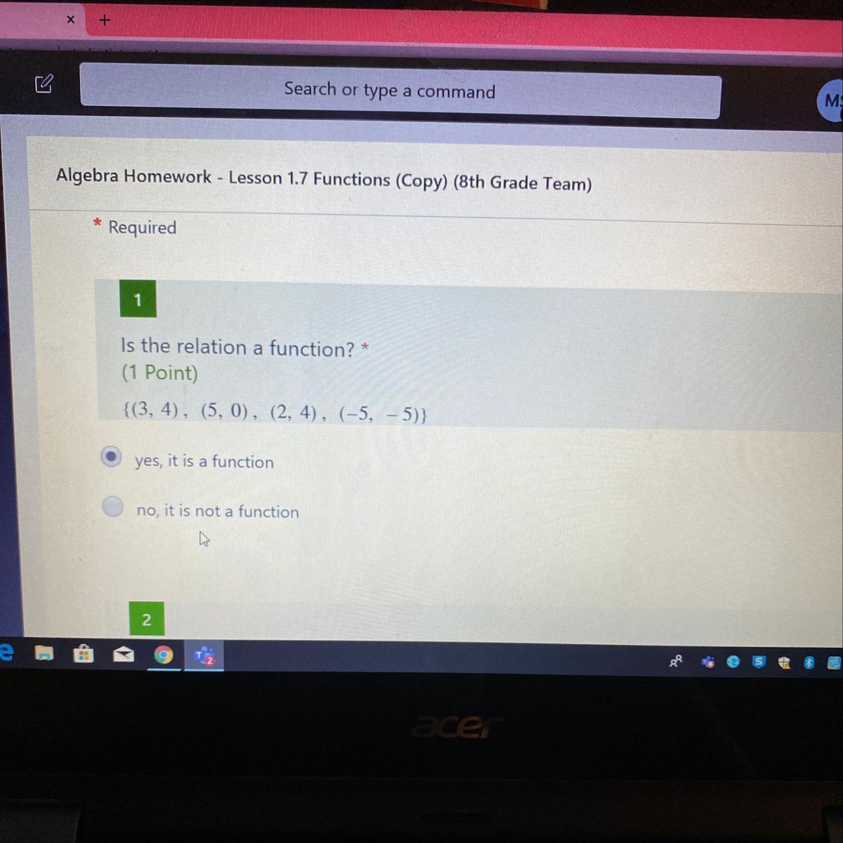 Is The Relation A Function? Please Help.
