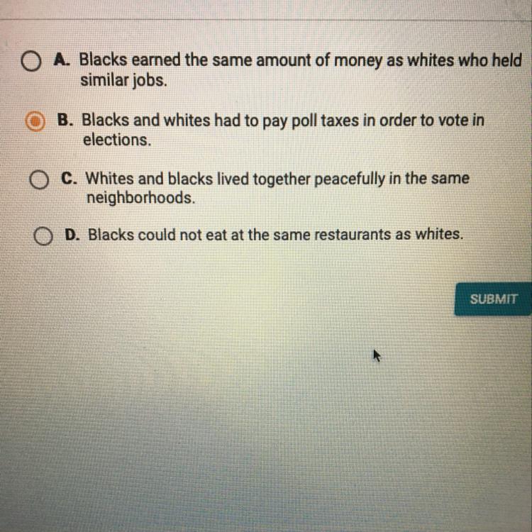 Which Of The Following Is An Example Of Segregation That Occurred In Spite Of The Fourteenth Amendment?