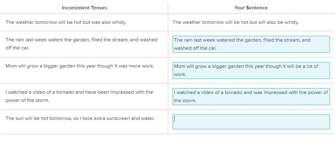 I really need help. Please rewrite the last sentence with consistent tenses please.