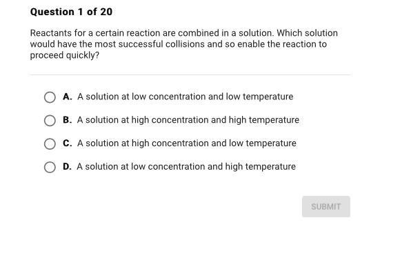 NEED HELP: WILL GIVE 50 POINTSReactants for a certain reaction are combined in a solution. Which solution