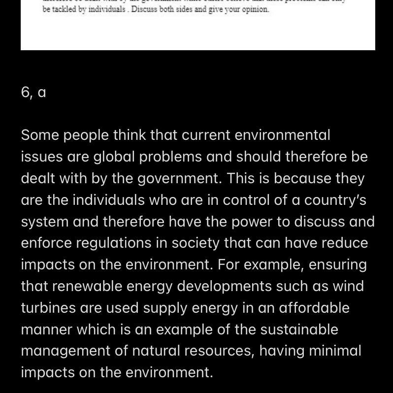This is the first part of the last questions about environmental issues 