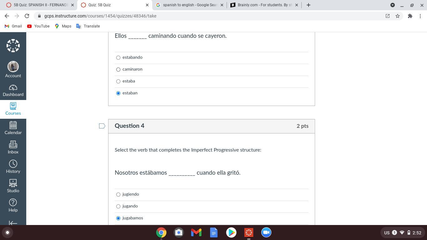 need help on this Spanish test and i have to get a 100 so please help!!! pt.1
