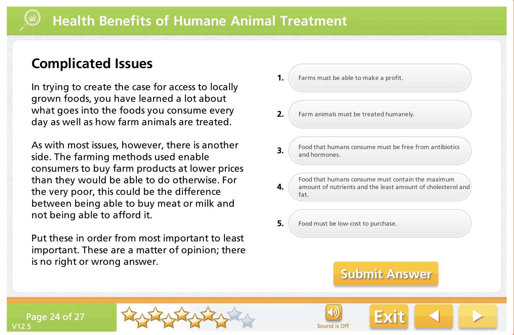 List these from most important to least important