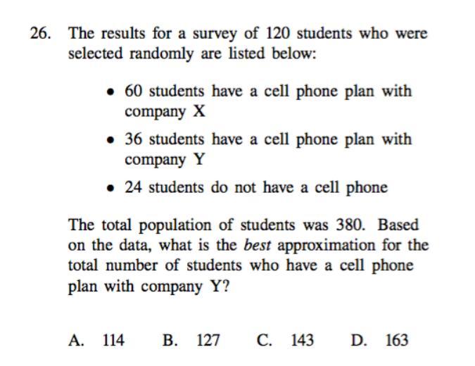 The total population of students was 380. Based on the data, what is the best approximation for the total