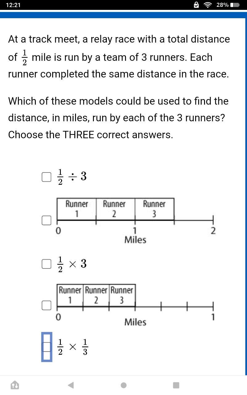 At A Track Meet, A Relay Race With A Total Distance Of 1\2 Mile Is Run By A Team Of 3 Runners. Each Runner