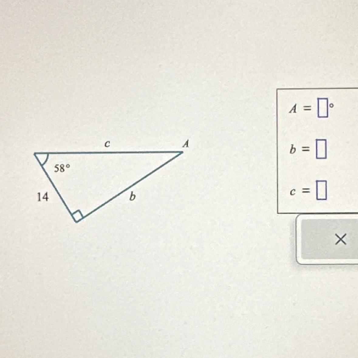 Solve the right angleRound your answers to the nearest ten toA = B = C = 