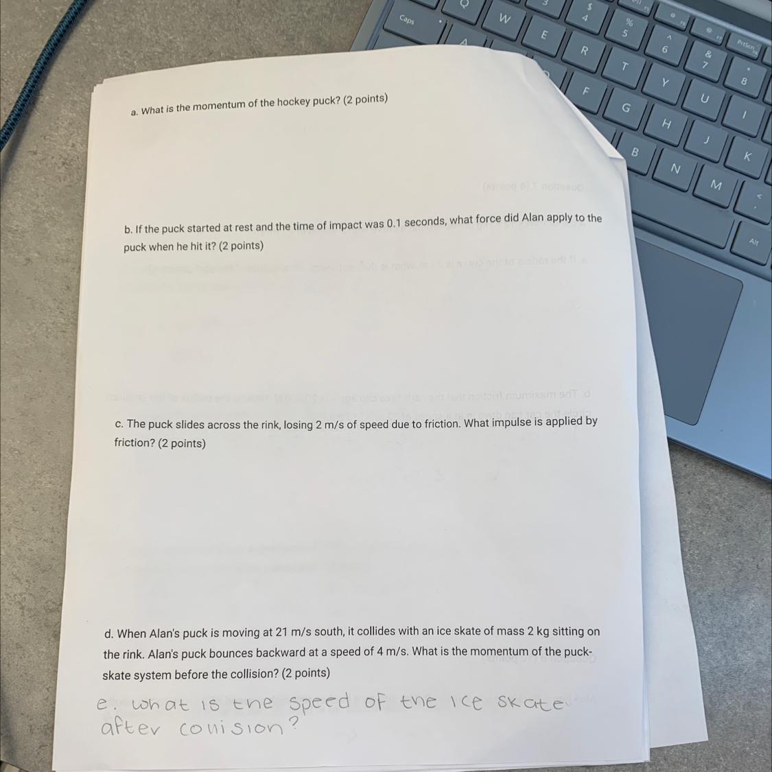 Alan Hits A Hockey Puck Of Mass 0.3kg Across A Hockey Rink With A Speed Of 23m/s To The South