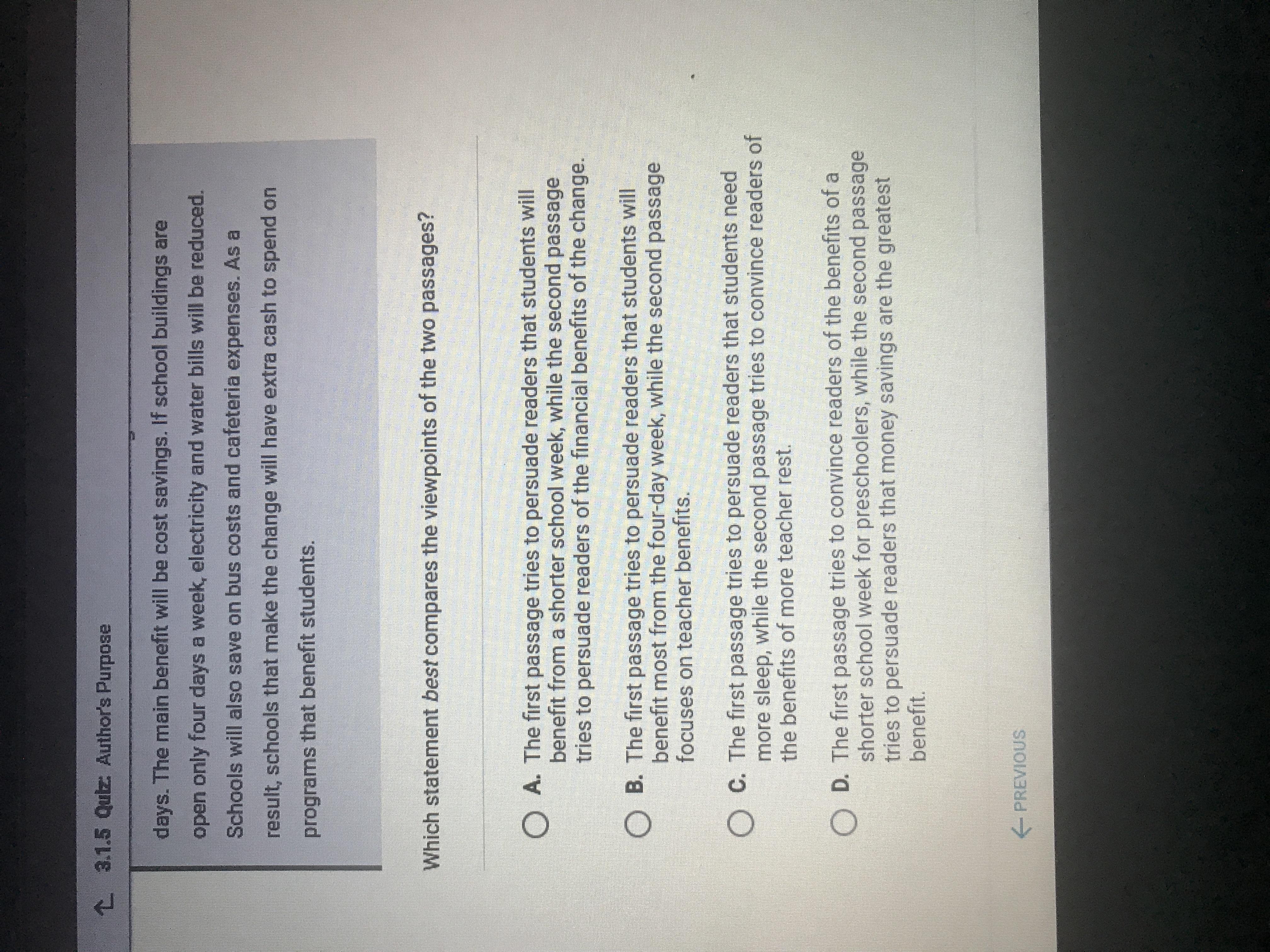 which two statements best compares the viewpoints of the two passage
