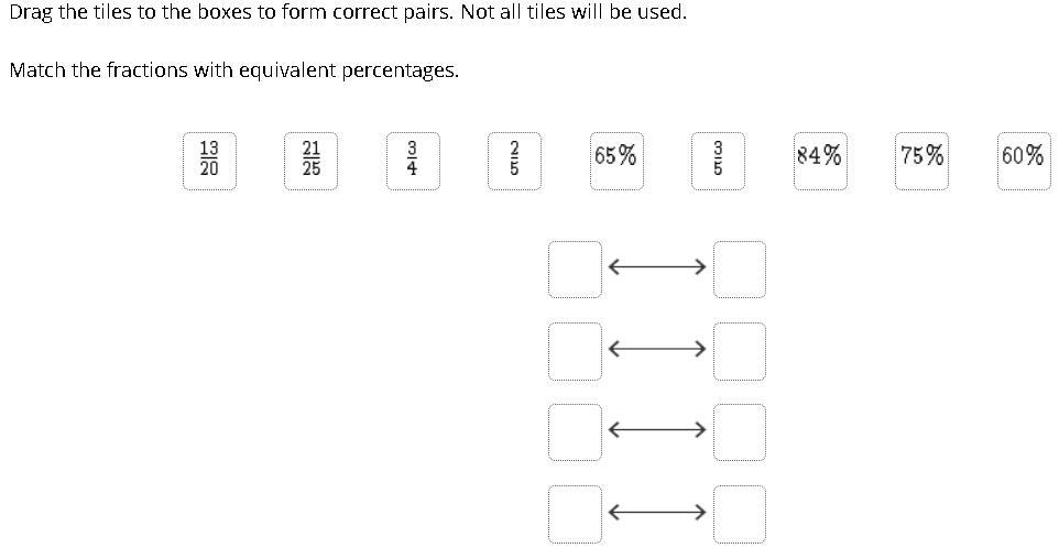 please help fast ! Drag the tiles to the boxes to form correct pairs. Not all tiles will be used. Match